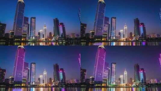 武汉城市地标西北湖夜景实拍视频高清在线视频素材下载