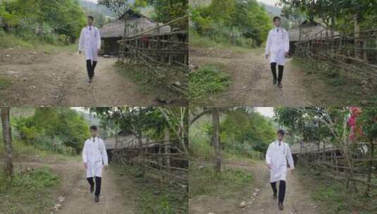 乡村医生走在小路上高清在线视频素材下载