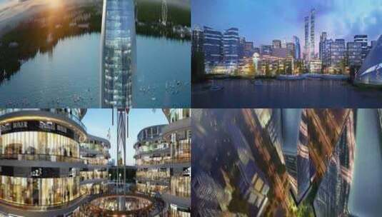 三维高端未来城市建筑漫游城市规划海滨城市高清在线视频素材下载