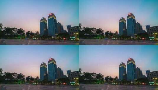 【4K超清】惠州双子星大楼日转夜大范围高清在线视频素材下载