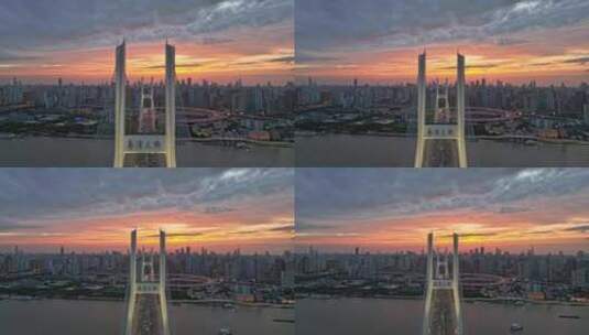 上海南浦大桥陆家嘴黄浦江夜景高清在线视频素材下载