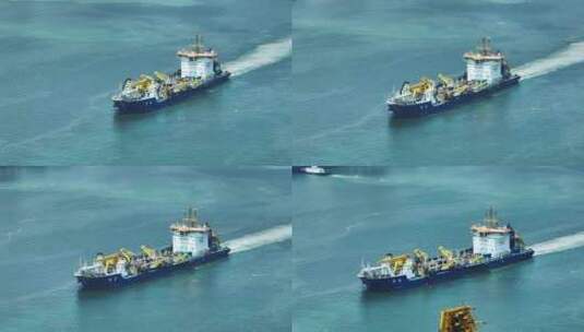航拍亚洲最大挖泥船高清在线视频素材下载