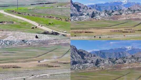 4K航拍新疆阿勒泰福海县萨尔布拉克草原风光高清在线视频素材下载