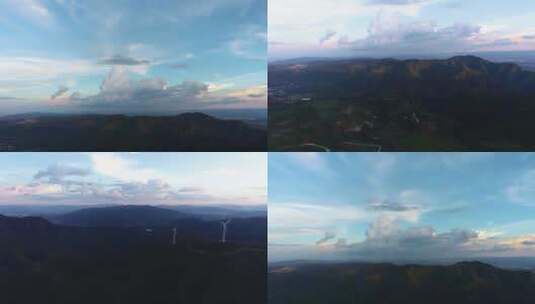 傍晚山顶云层3个航拍镜头4K高清在线视频素材下载