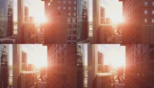 日落时分城市天际线的壮丽景观 城市鸟瞰高清在线视频素材下载