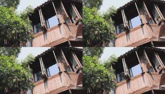 江南水乡乌镇房屋窗户4k升格慢镜头高清在线视频素材下载