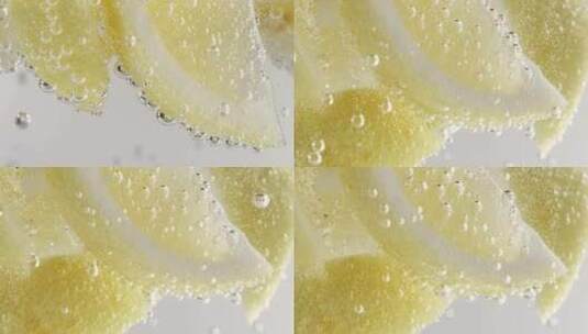 气泡水/雪碧中的柠檬 慢镜头高清在线视频素材下载
