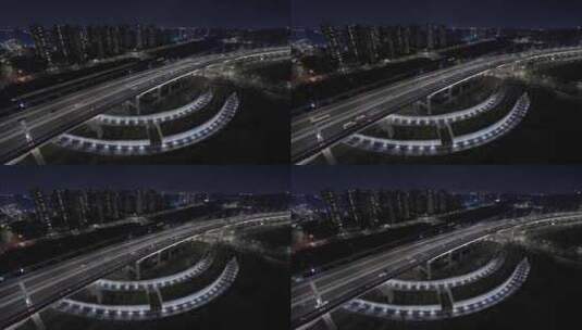 繁华城市夜景与繁忙的车流交通高清在线视频素材下载