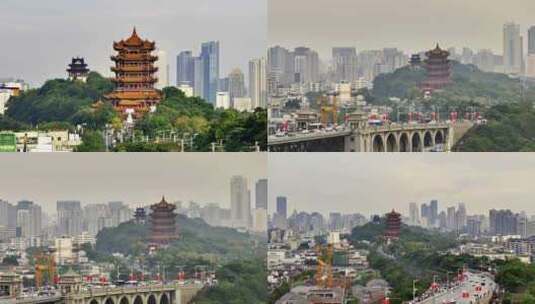 黄鹤楼全景 武汉地标建筑高清在线视频素材下载