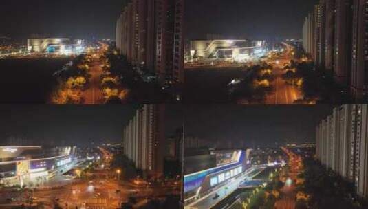 张家港金茂览秀城商圈夜间拍摄高清在线视频素材下载