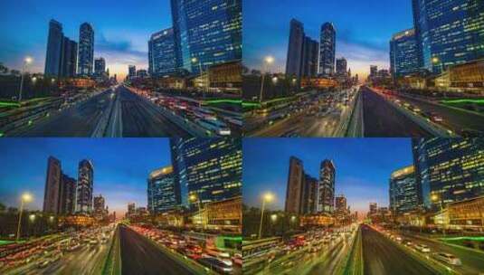 北京大望路 华贸中心夜景高清在线视频素材下载