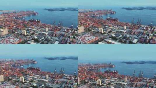 航拍深圳盐田港出口货运物流集装箱码头海景高清在线视频素材下载