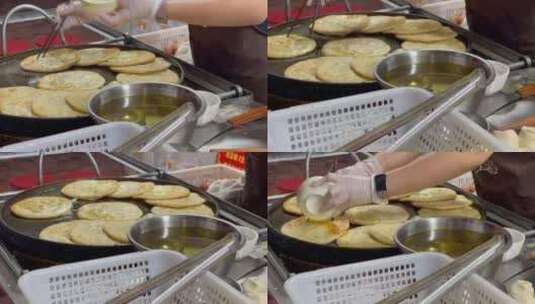 鸡蛋罐饼制作油煎饼6高清在线视频素材下载