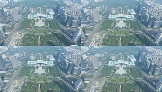 深圳会展中心航拍城市建筑风光市民中心广场高清在线视频素材下载