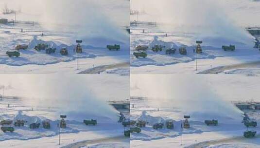哈尔滨冰雪大世界人工造雪高清在线视频素材下载