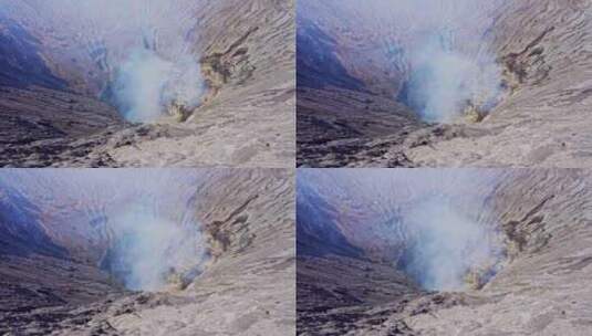火山口活火山硫磺燃烧冒烟高清在线视频素材下载