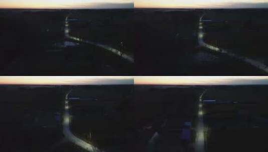 农村夜景航拍马路夜晚乡村灯光高清在线视频素材下载
