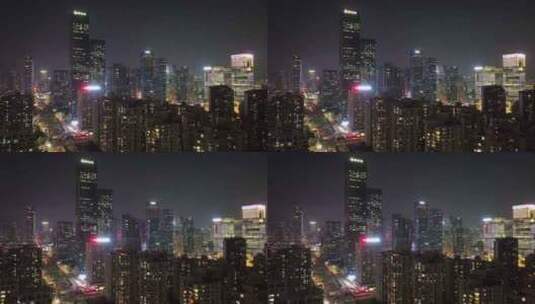 航拍深圳南山区粤海街道城市建筑灯光夜景高清在线视频素材下载