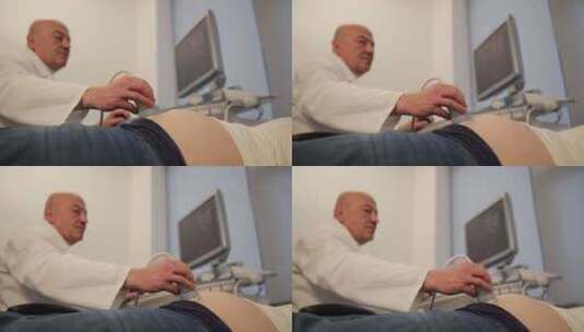 男医生在医院为孕妇做超声检查妊娠高清在线视频素材下载