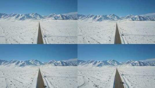 冰天雪地山脉冬天道路高清在线视频素材下载