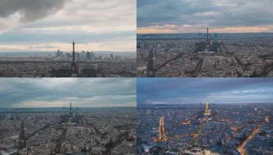 法国巴黎埃菲尔铁塔蓝天白云高清在线视频素材下载