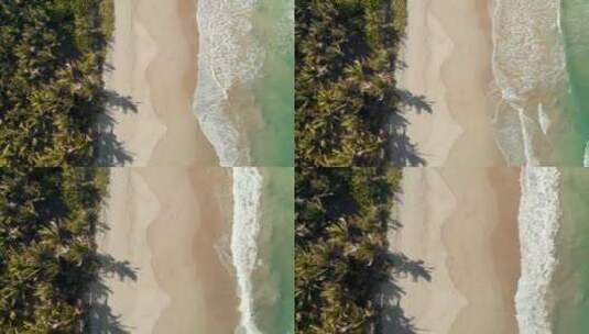 俯拍大海沙滩海浪浪花高清在线视频素材下载