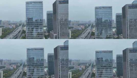 福州中国进出口银行办公楼航拍城市建筑风光高清在线视频素材下载