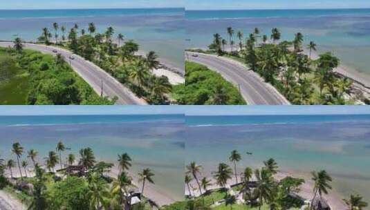 巴西巴伊亚港塞古罗海岸路。海滩景观。巴西高清在线视频素材下载
