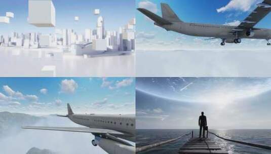 高端地产创意广告片头飞机商人高清在线视频素材下载