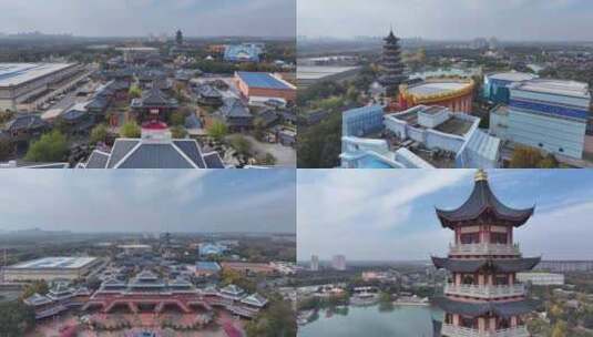 湖北荆州方特神话园航拍高清在线视频素材下载