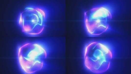 蓝紫色能量魔球圆形高科技数字球核心光线波高清在线视频素材下载