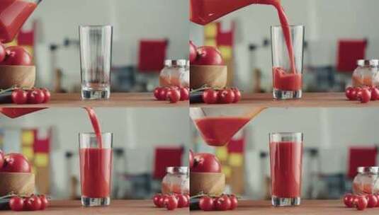 倒番茄汁 果蔬汁高清在线视频素材下载