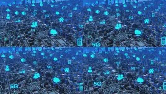 数字互联网和5G信号覆盖的科技智慧城市高清在线视频素材下载
