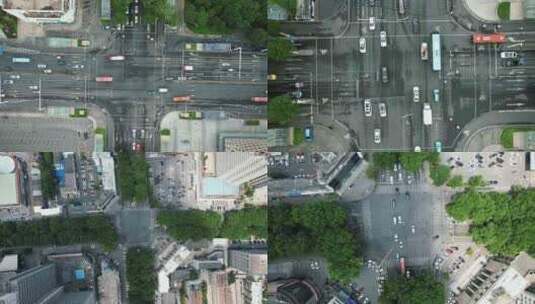 三线城市十字交叉路口交通俯拍高清在线视频素材下载
