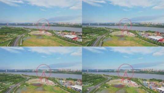中国湘潭城市建筑摩天轮高清在线视频素材下载