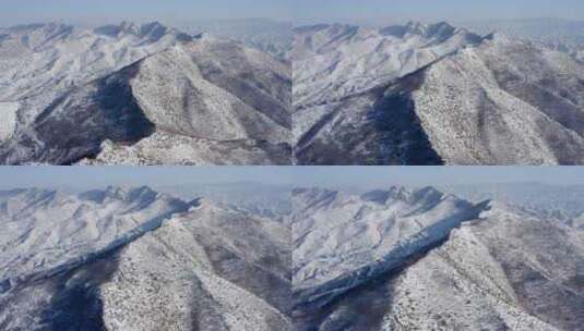 内蒙古呼和浩特马鬃山滑雪场缆车雪景航拍高清在线视频素材下载