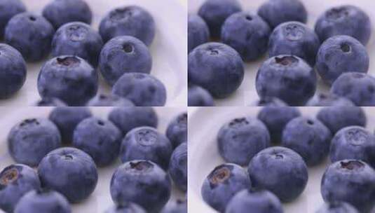 白背景酸奶俯拍特写蓝莓横移高清在线视频素材下载