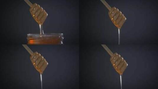 沾满蜂蜜的蜂蜜勺高清在线视频素材下载