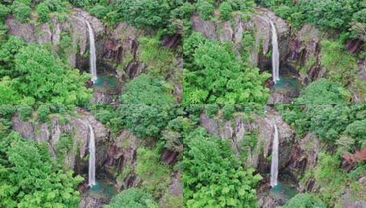 浙江宁波宁海雁苍山瀑布风景航拍高清在线视频素材下载