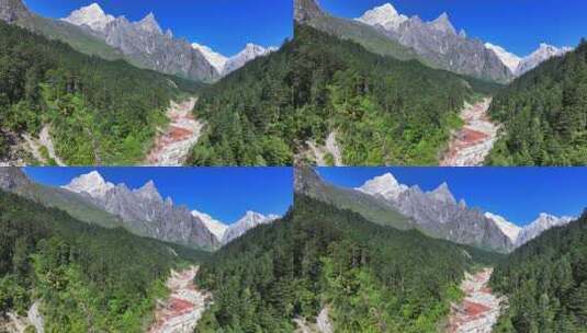 航拍贡嘎山区南门关沟爱德嘉峰雪山群峰风光高清在线视频素材下载