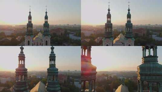 初夏波兹南历史旅游中心和圣弗朗西斯教堂尖高清在线视频素材下载