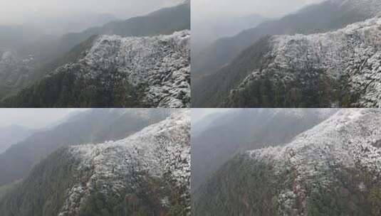 航拍杭州径山寺中式古建筑寺庙山顶森林雪景高清在线视频素材下载