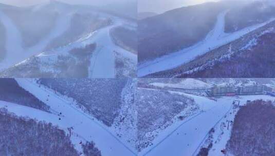 滑雪场雪道空中俯瞰画面高清在线视频素材下载