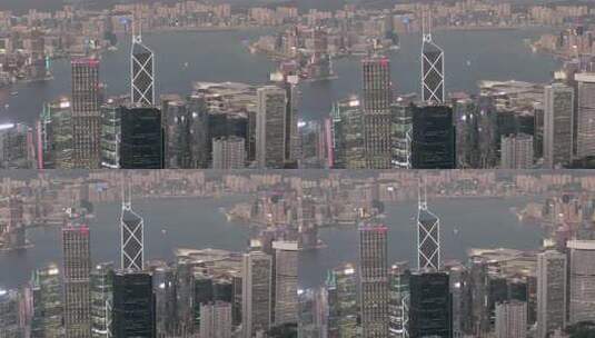 香港 维多利亚港夜景航拍高清在线视频素材下载