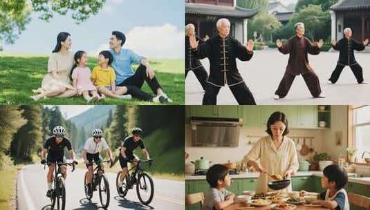 幸福美好生活安居乐业休闲娱乐公园和谐社会高清在线视频素材下载