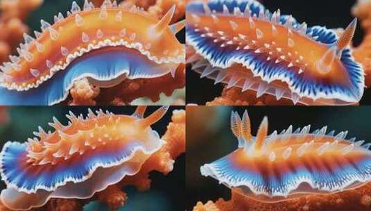 彩色海蛞蝓微距特写画面高清在线视频素材下载