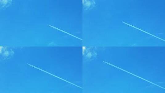 飞机拉线蓝天飞行高清在线视频素材下载