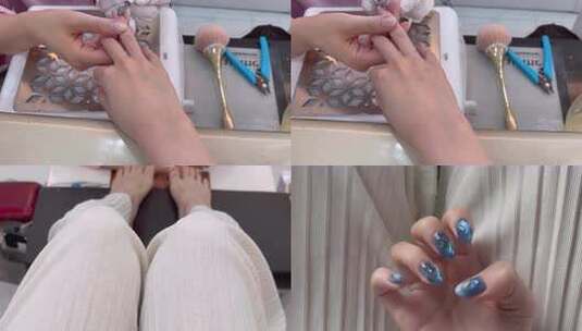 美女做美甲美女享受手部护理足部护理高清在线视频素材下载
