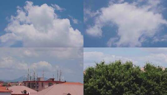 蓝天中的蓬松白云高清在线视频素材下载