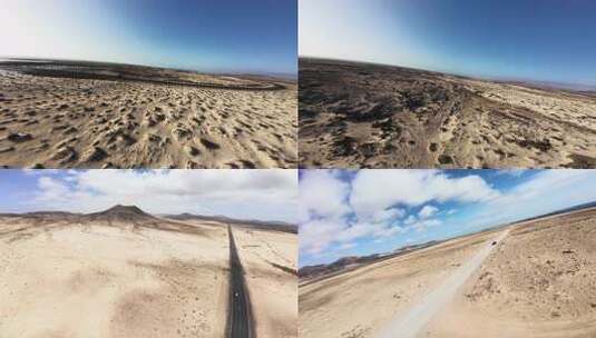 汽车行驶在沙漠公路中高清在线视频素材下载